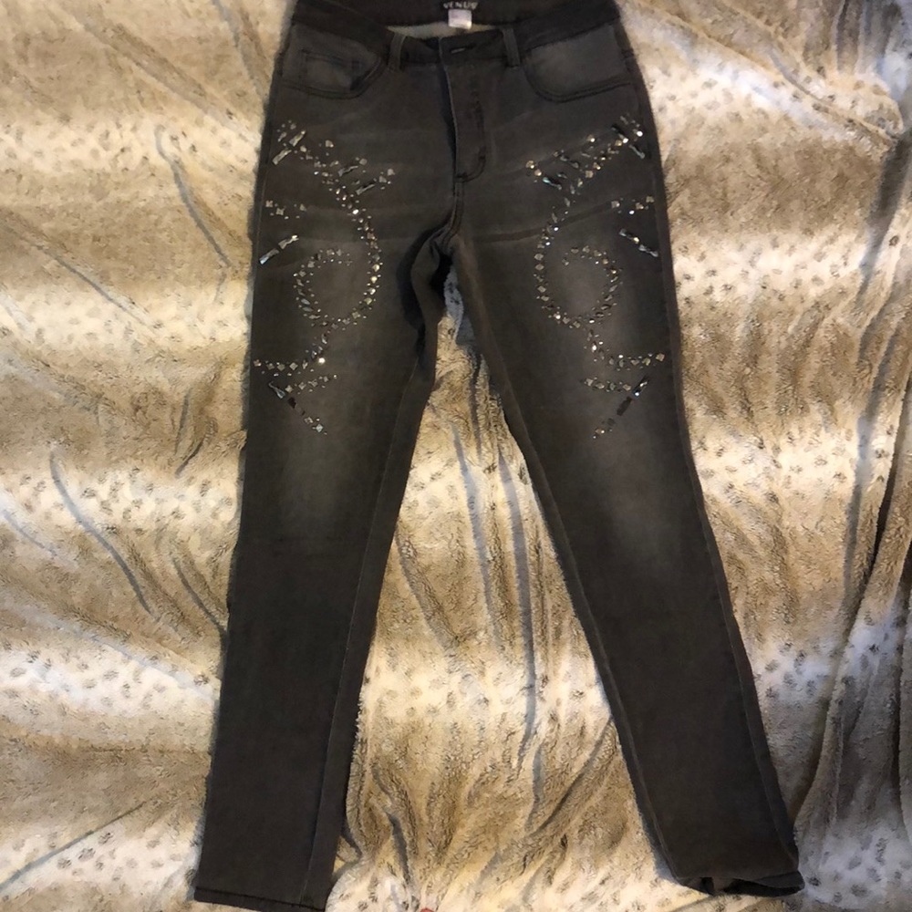 Studded Skinny Gray Jeans